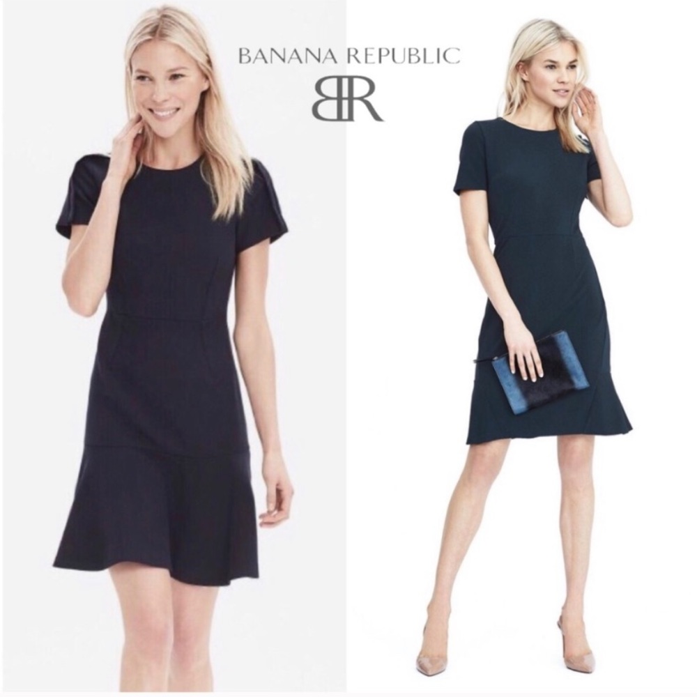 Banana Republic Navy Short Sleeve Flounce Dress 4